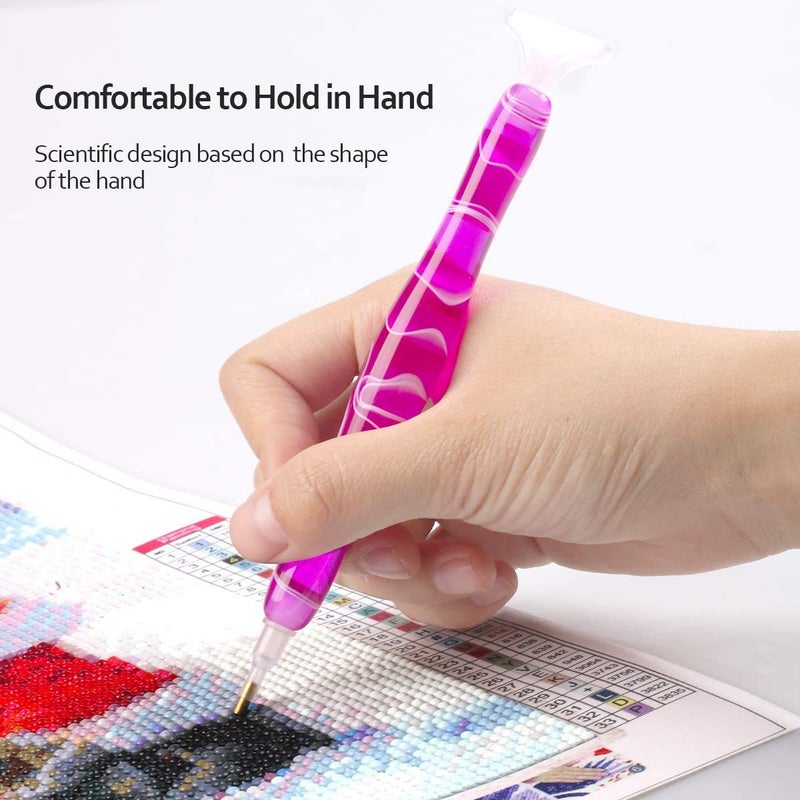Rovyfota Diamond Painting Pen, Handmade Resin Diamond Painting Pens with Glue Clay and Various Tips, More Comfortable and Faster, 5D Diamond Painting Tools for Diamond Paintings Hobby (Purple) - Image 4